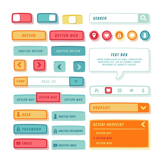 Free vector hand drawn ui kit collection