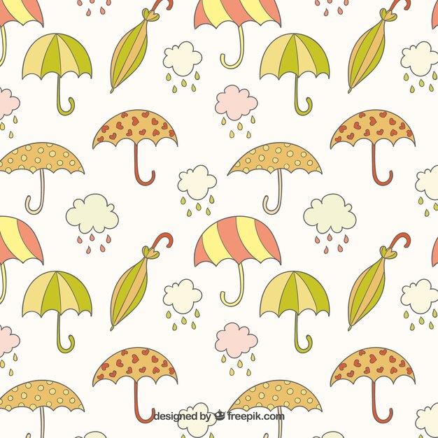 Hand drawn umbrellas pattern