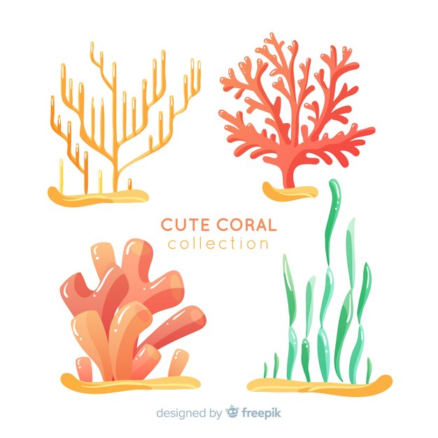 Hand drawn underwater coral collection