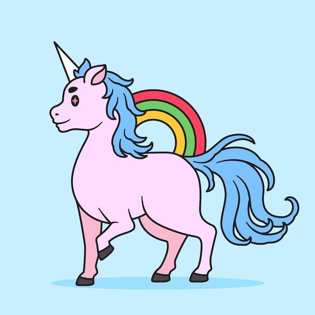 Free vector hand drawn unicorn cartoon illustration