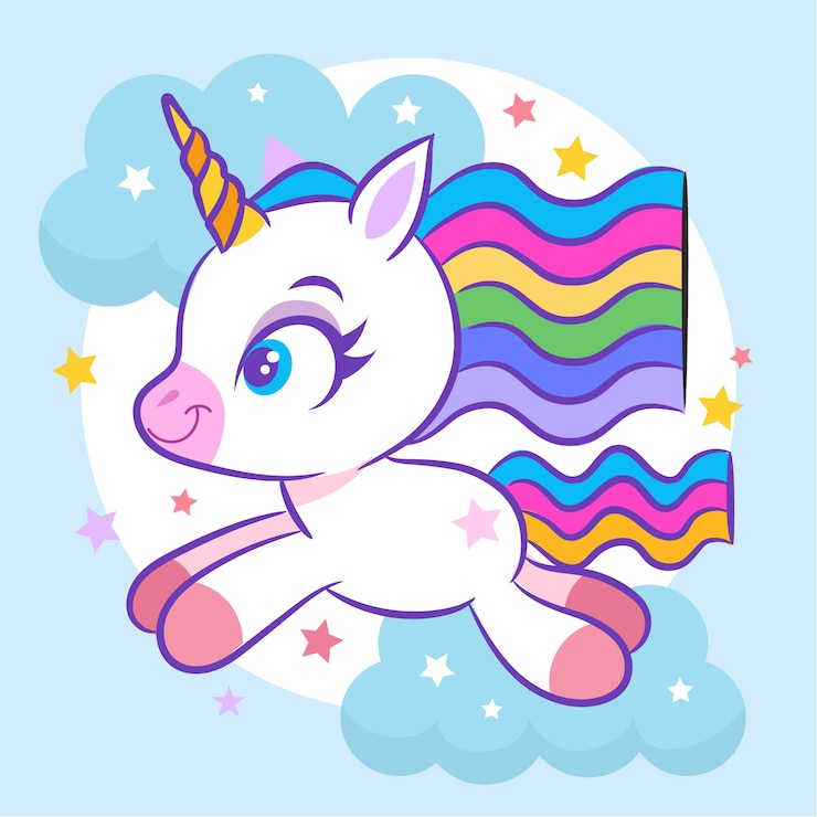 Free Vector hand drawn unicorn cartoon illustration