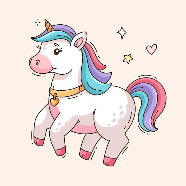 Free vector hand drawn unicorn cartoon illustration