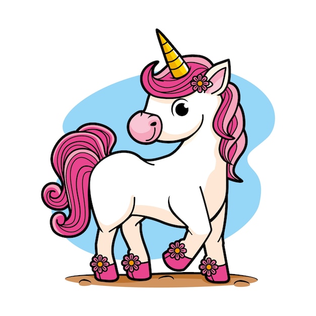 Hand drawn unicorn  cartoon illustration