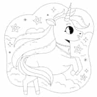 Free vector hand drawn unicorn coloring book illustration