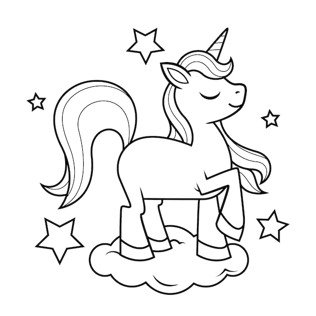 Hand drawn unicorn outline illustration