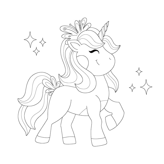 Free vector hand drawn unicorn outline illustration