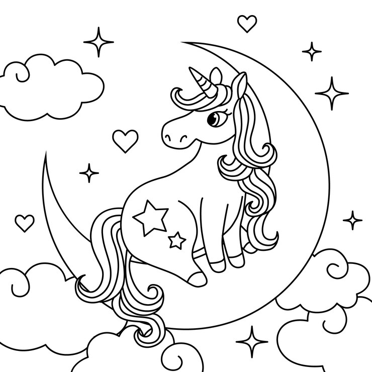 Free Vector hand drawn unicorn outline illustration