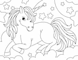 Vettore gratuito illustrazione di contorno di unicorno disegnato a mano