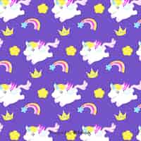 Free vector hand drawn unicorn pattern