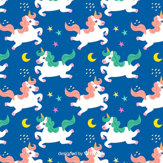 Free vector hand drawn unicorn pattern