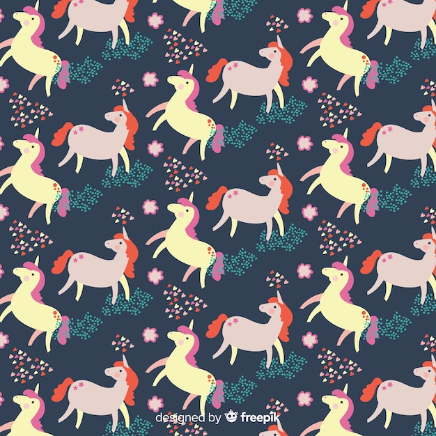 Free vector hand drawn unicorn pattern