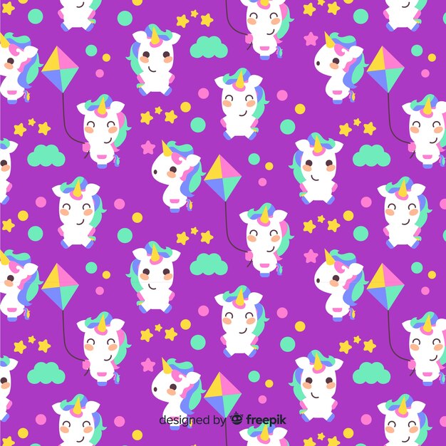 Hand drawn unicorn pattern