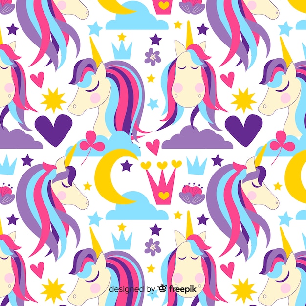 Free vector hand drawn unicorn pattern