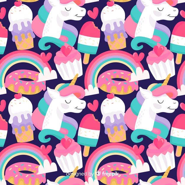 Hand drawn unicorn pattern