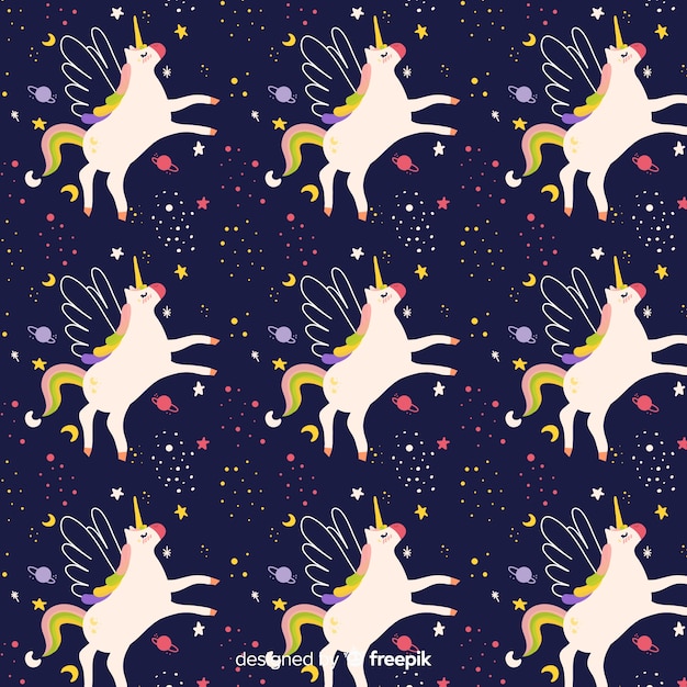 Free vector hand drawn unicorn pattern