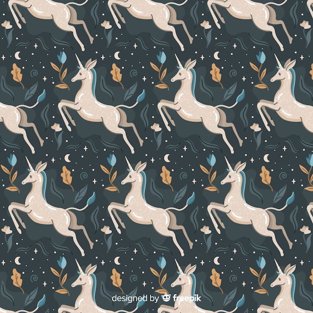 Free vector hand drawn unicorn pattern