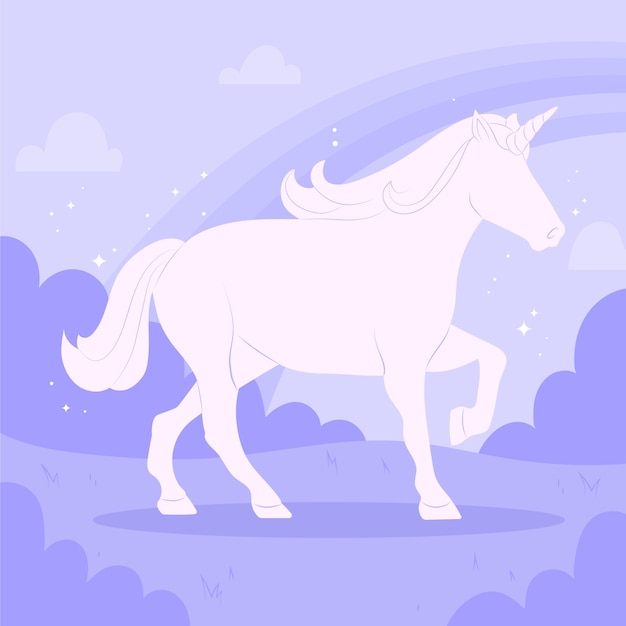 Hand drawn unicorn silhouette illustration