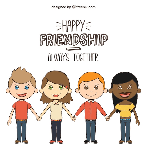 Free vector hand drawn united friends background