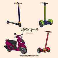 Vettore gratuito scooter urbani disegnati a mano con stile divertente