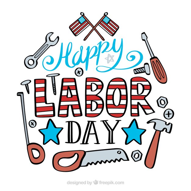 Hand drawn usa labor day composition