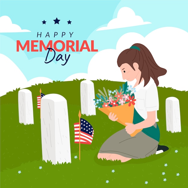 Hand drawn usa memorial day illustration