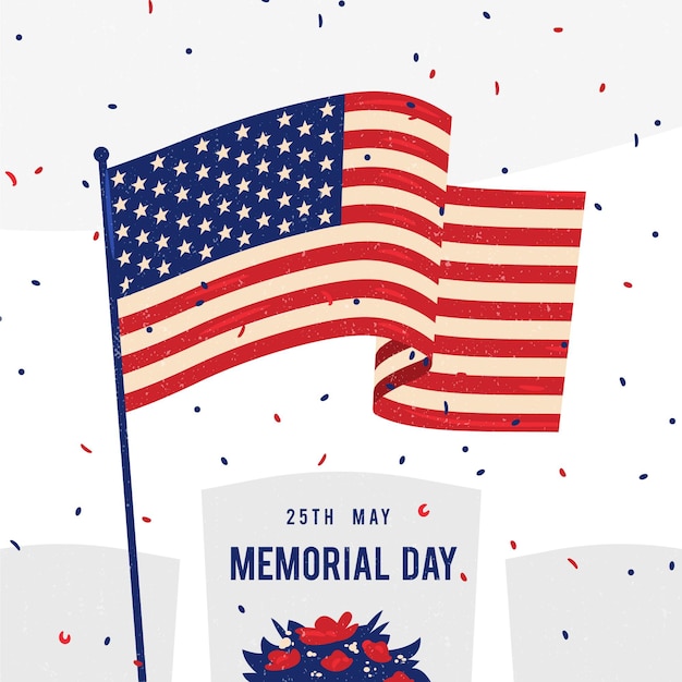 Illustrazione disegnata a mano del memorial day di usa