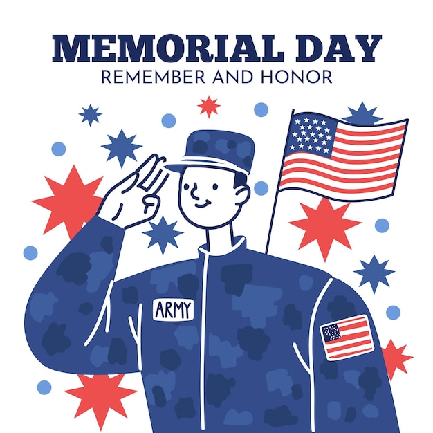 Hand drawn usa memorial day illustration