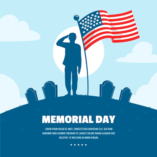 Vettore gratuito illustrazione disegnata a mano del memorial day di usa