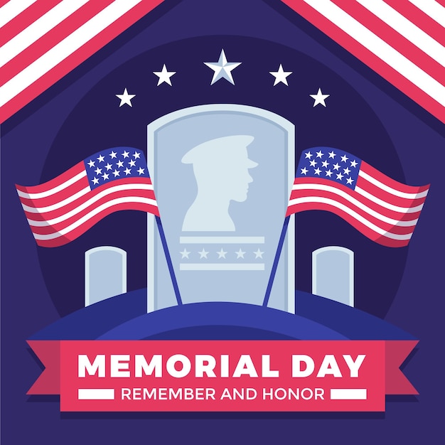 Vettore gratuito illustrazione disegnata a mano del memorial day di usa