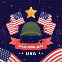 Vettore gratuito illustrazione disegnata a mano del memorial day di usa