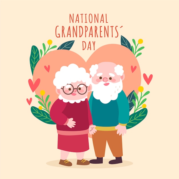 Бесплатное векторное изображение Ручной обращается сша национальный день бабушек и дедушек концепция