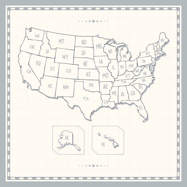 Hand drawn usa outline map