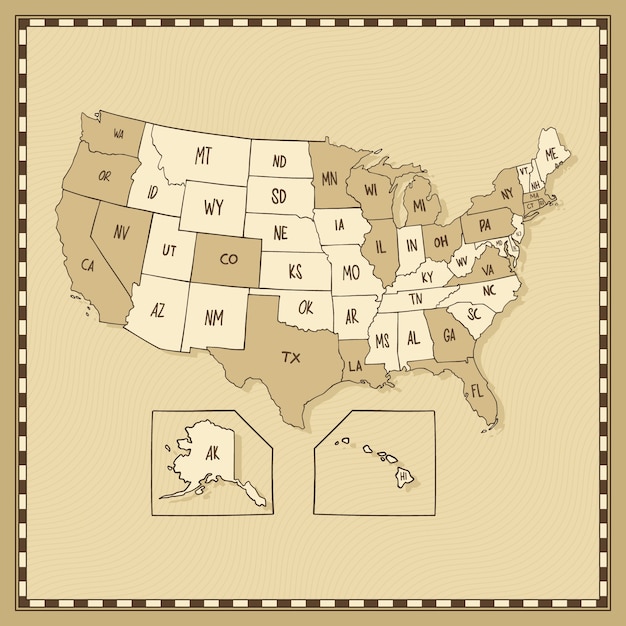 Hand drawn usa outline map