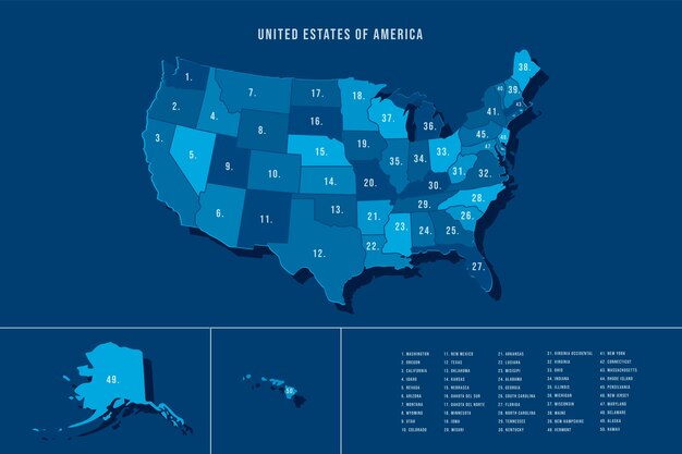 手描きのアメリカの白地図