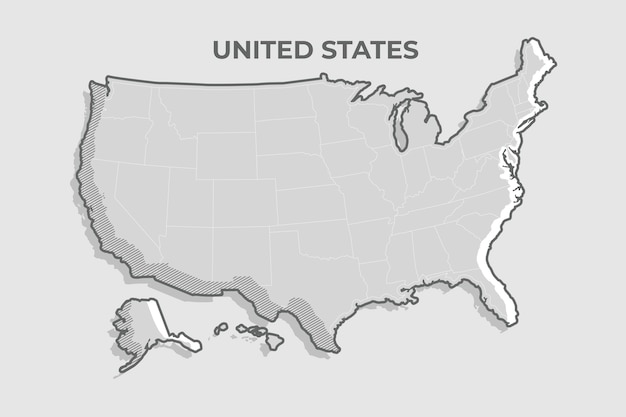 無料ベクター 手描きのアメリカの白地図