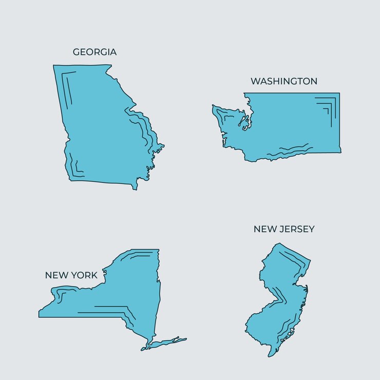 Free Vector hand drawn usa states outline map