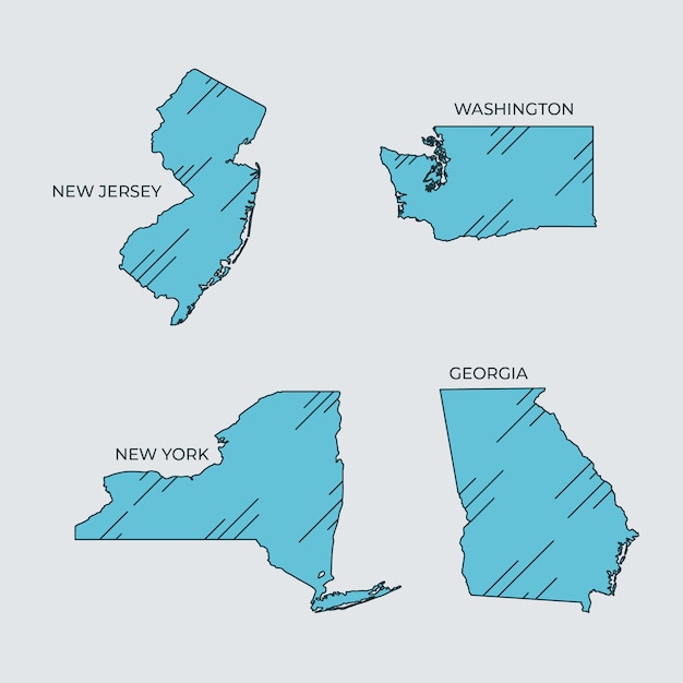 Free vector hand drawn usa states outline map