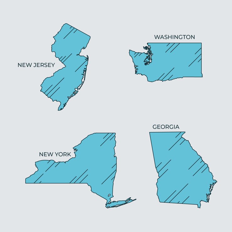 Free Vector hand drawn usa states outline map