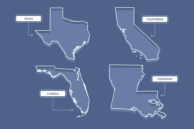 Vettore gratuito mappa di contorno degli stati degli stati uniti disegnata a mano