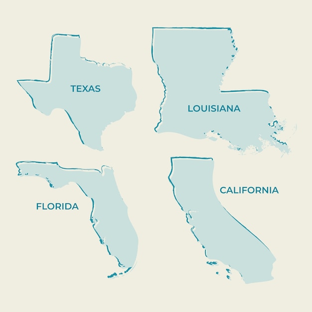 Free vector hand drawn usa states outline map