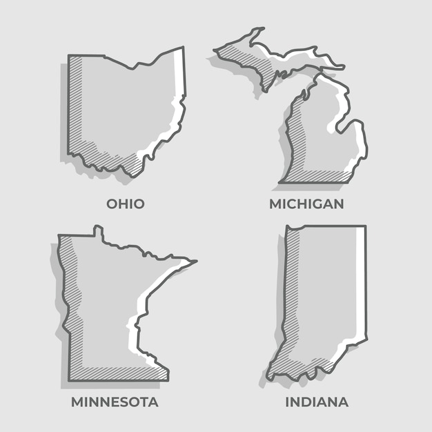 Hand drawn usa states outline map