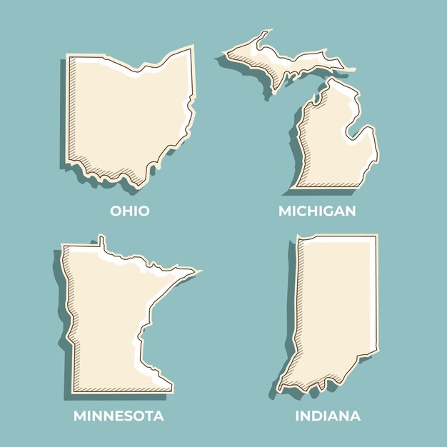 Hand drawn usa states outline map