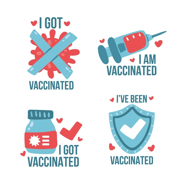 Hand drawn vaccination campaign badge collection