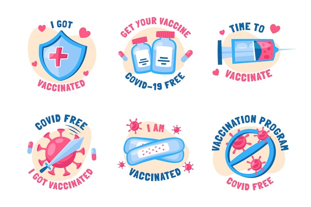 Коллекция значков кампании вакцинации