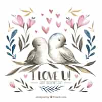 Free vector hand drawn valentine birds