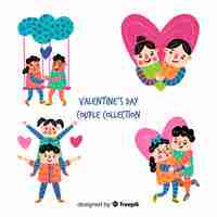 Free vector hand drawn valentine couple pack