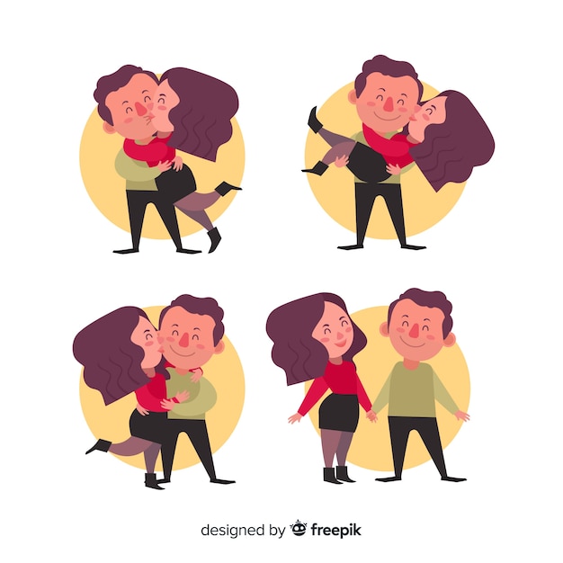 Free vector hand drawn valentine couple set