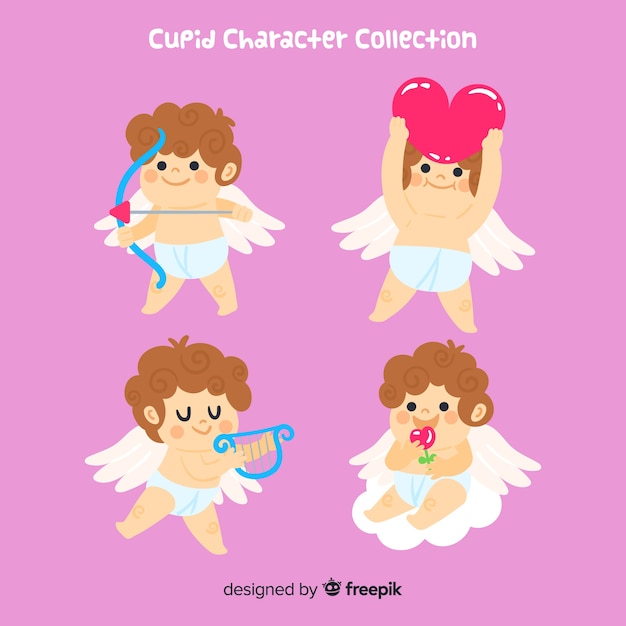 Free vector hand drawn valentine cupid collection