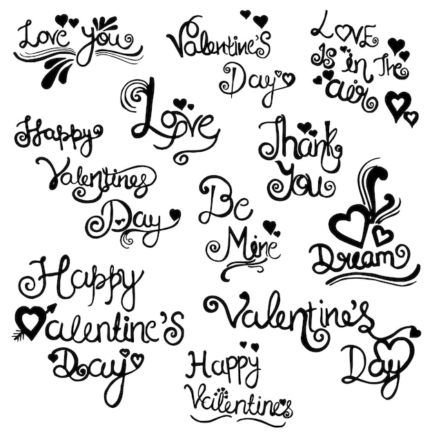 Hand drawn valentine elements collection