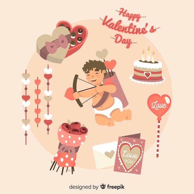 Free vector hand drawn valentine elements collection